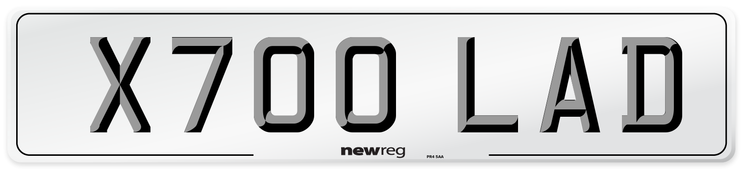 X700 LAD Number Plate from New Reg